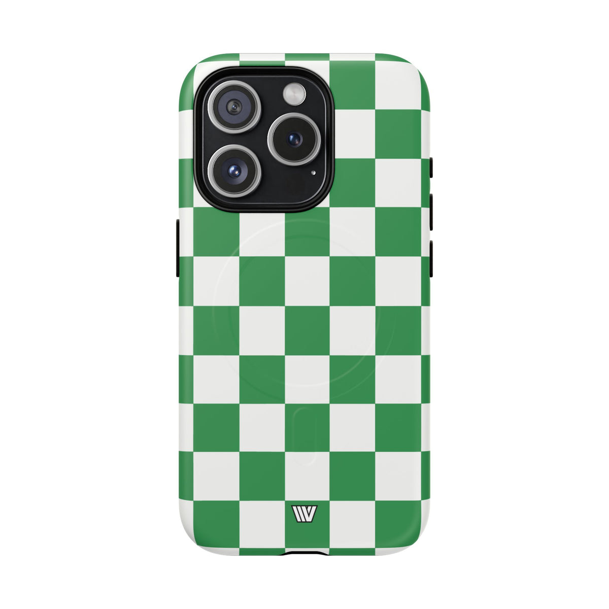 Green White Checkerboard MagSafe Tough iPhone Case – iPhone 15 Pro, Matte