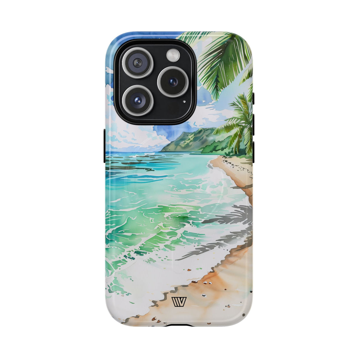Watercolor Beach MagSafe Tough iPhone Case – iPhone 15 Pro, Glossy