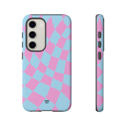 BLUE PINK CURVY CHECKERBOARD | Tough Phone Case - Trovvve