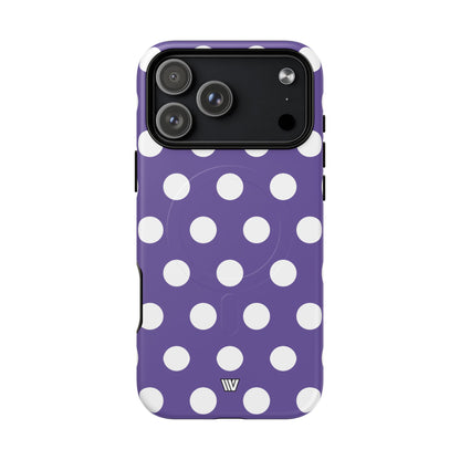 Purple Polka Dots MagSafe Tough iPhone Case – iPhone 17 Pro Max, Matte