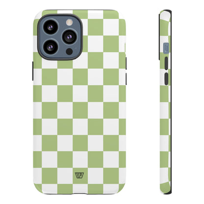 PALE OLIVE WHITE CHECKERBOARD | Tough Phone Case