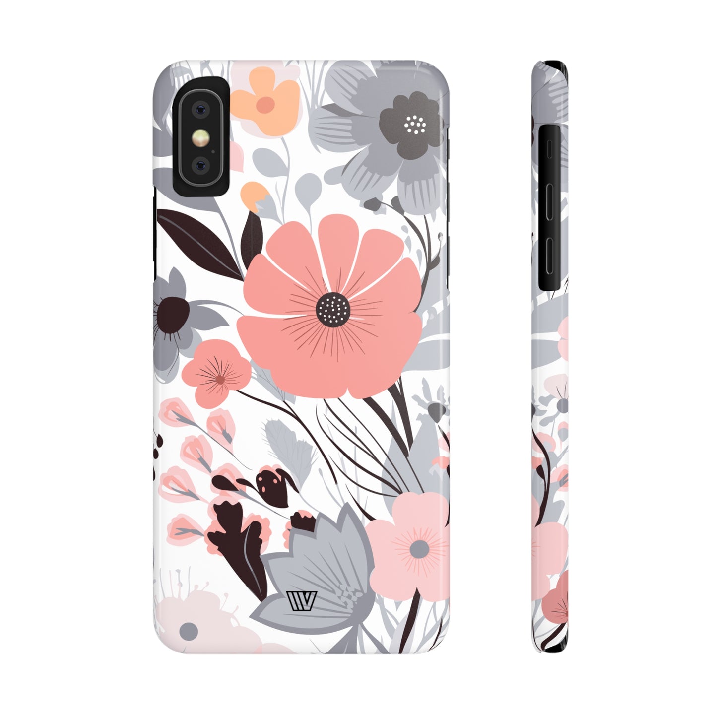 GRAY PASTEL FLOWERS | Slim iPhone Case - Trovvve