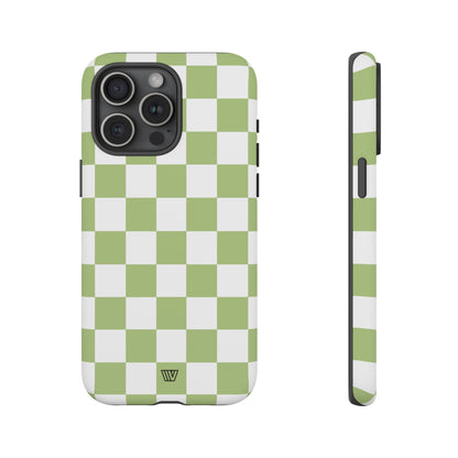 PALE OLIVE WHITE CHECKERBOARD | Tough Phone Case