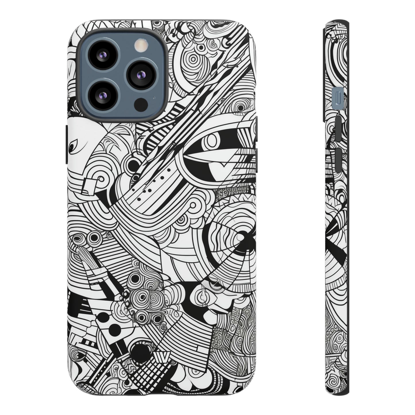 B&W ABSTRACT DOODLE | Tough Phone Case - Trovvve