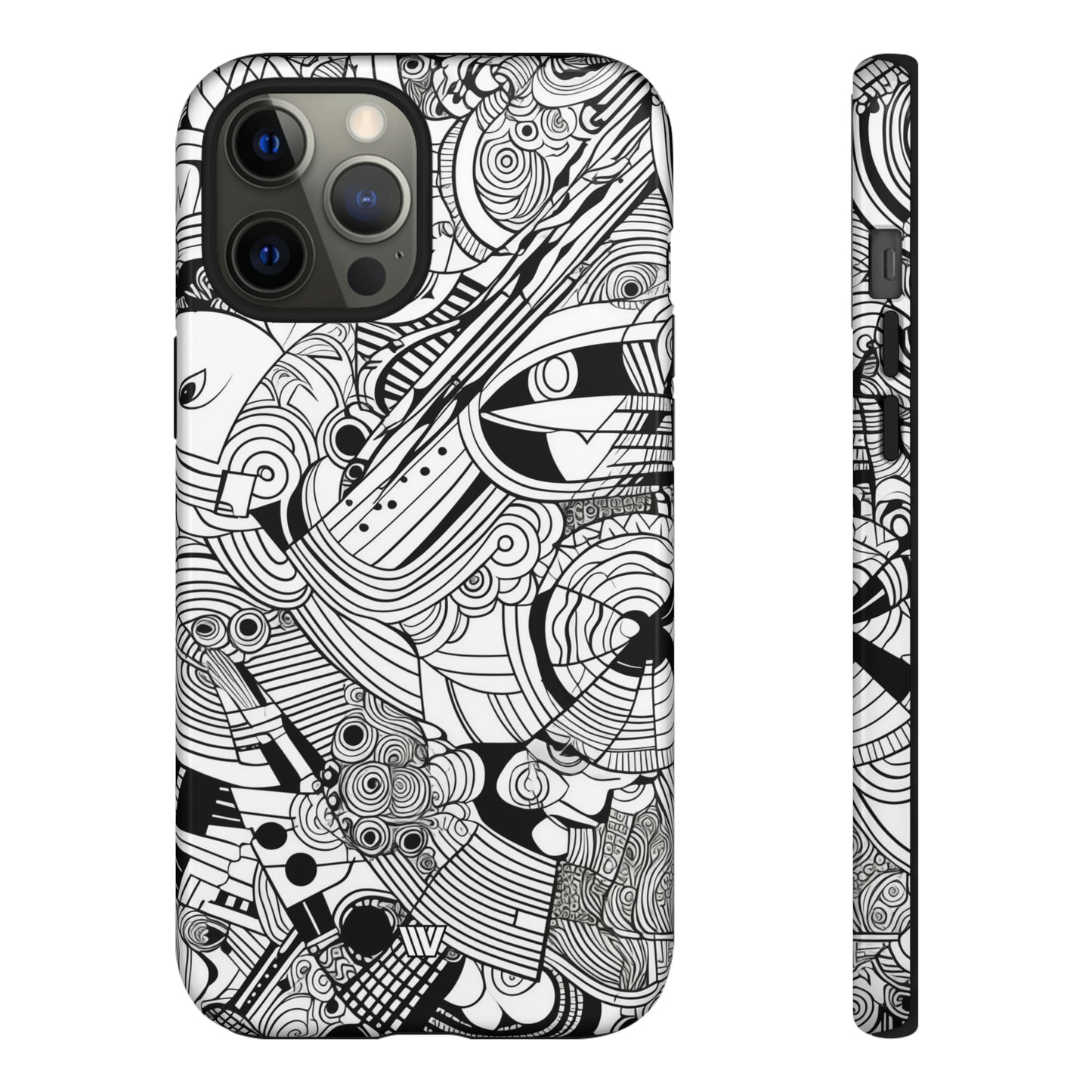 B&W ABSTRACT DOODLE | Tough Phone Case - Trovvve