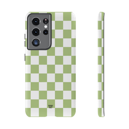 PALE OLIVE WHITE CHECKERBOARD | Tough Phone Case