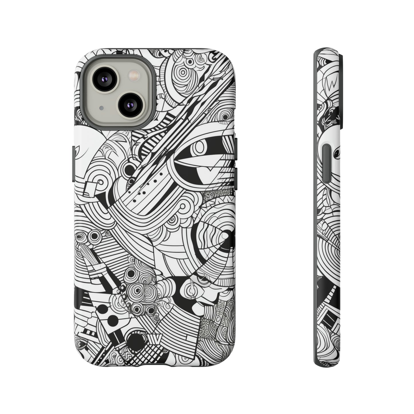 B&W ABSTRACT DOODLE | Tough Phone Case - Trovvve