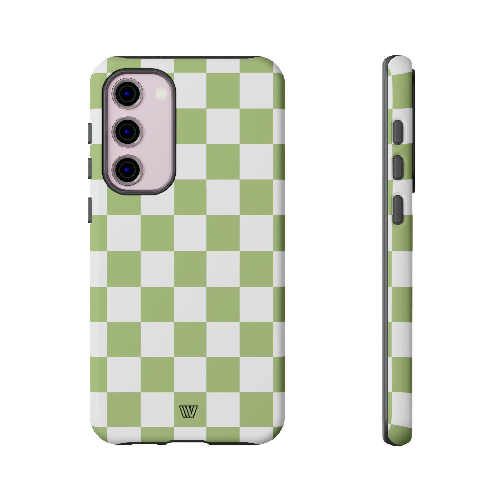 PALE OLIVE WHITE CHECKERBOARD | Tough Phone Case - Trovvve