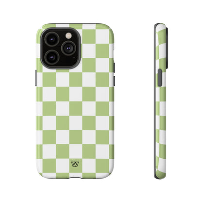 PALE OLIVE WHITE CHECKERBOARD | Tough Phone Case