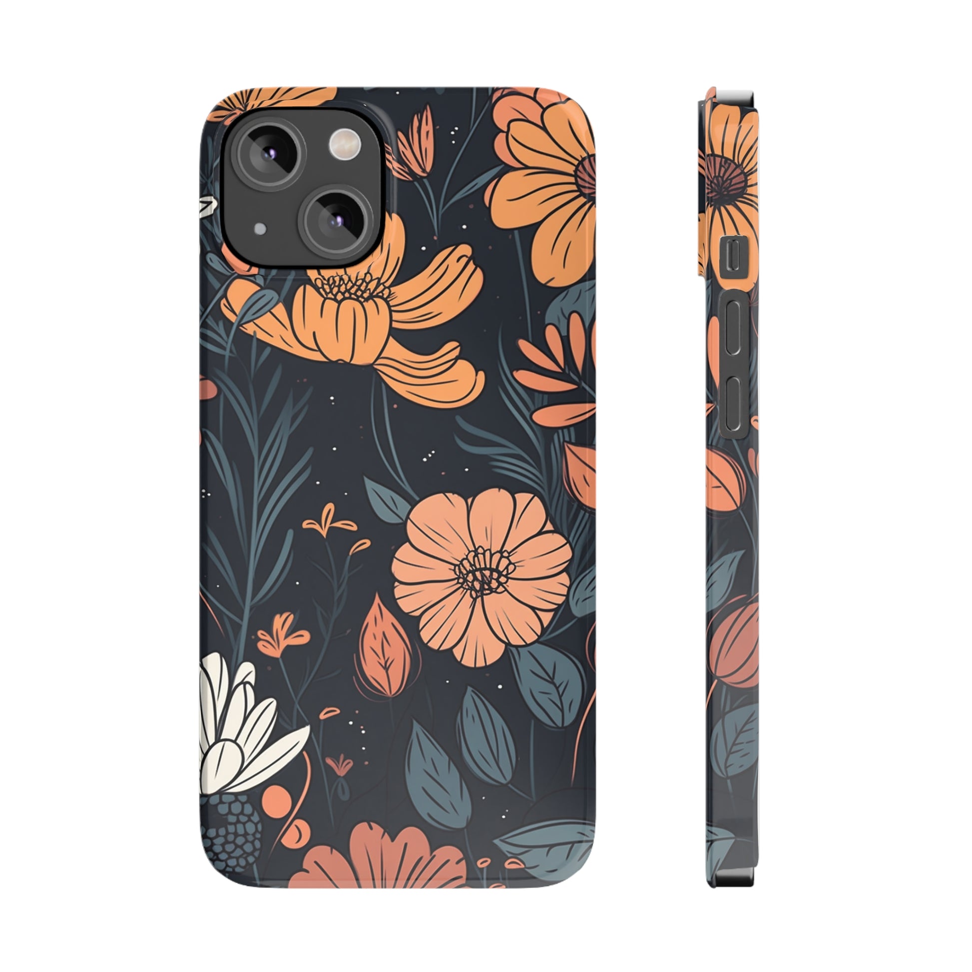 DARK FLOWER PATTERN  | Slim iPhone Case - Trovvve