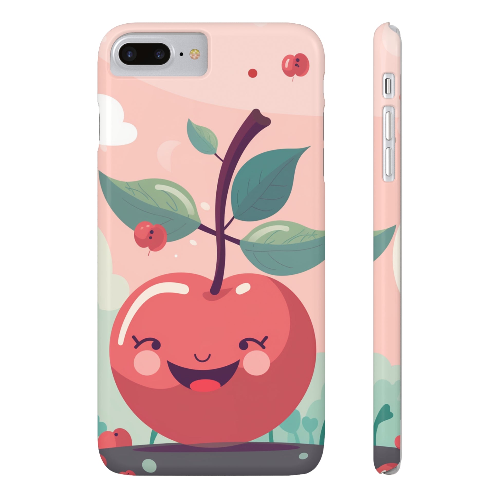 CHERRY FRUIT FACE | Slim iPhone Case - Trovvve