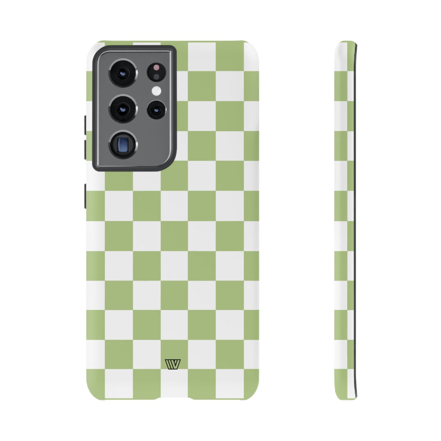 PALE OLIVE WHITE CHECKERBOARD | Tough Phone Case