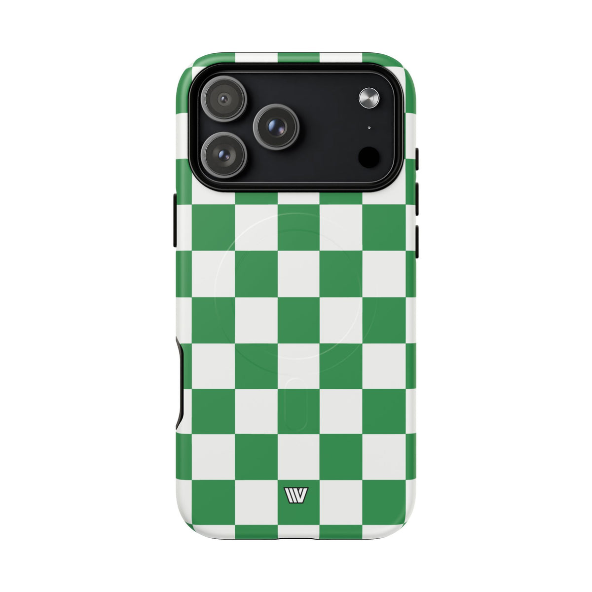 Green White Checkerboard MagSafe Tough iPhone Case – iPhone 17 Pro Max, Matte