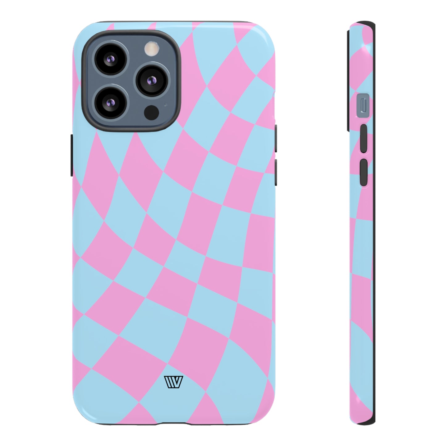 BLUE PINK CURVY CHECKERBOARD | Tough Phone Case - Trovvve