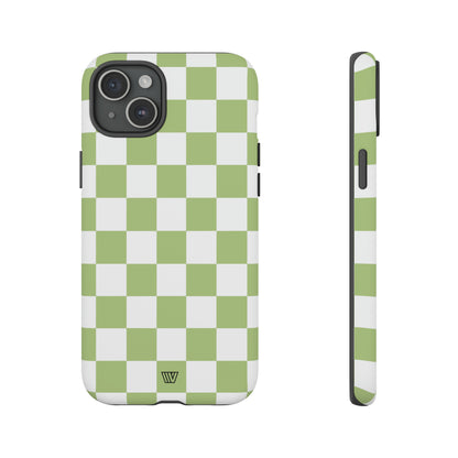 PALE OLIVE WHITE CHECKERBOARD | Tough Phone Case - Trovvve