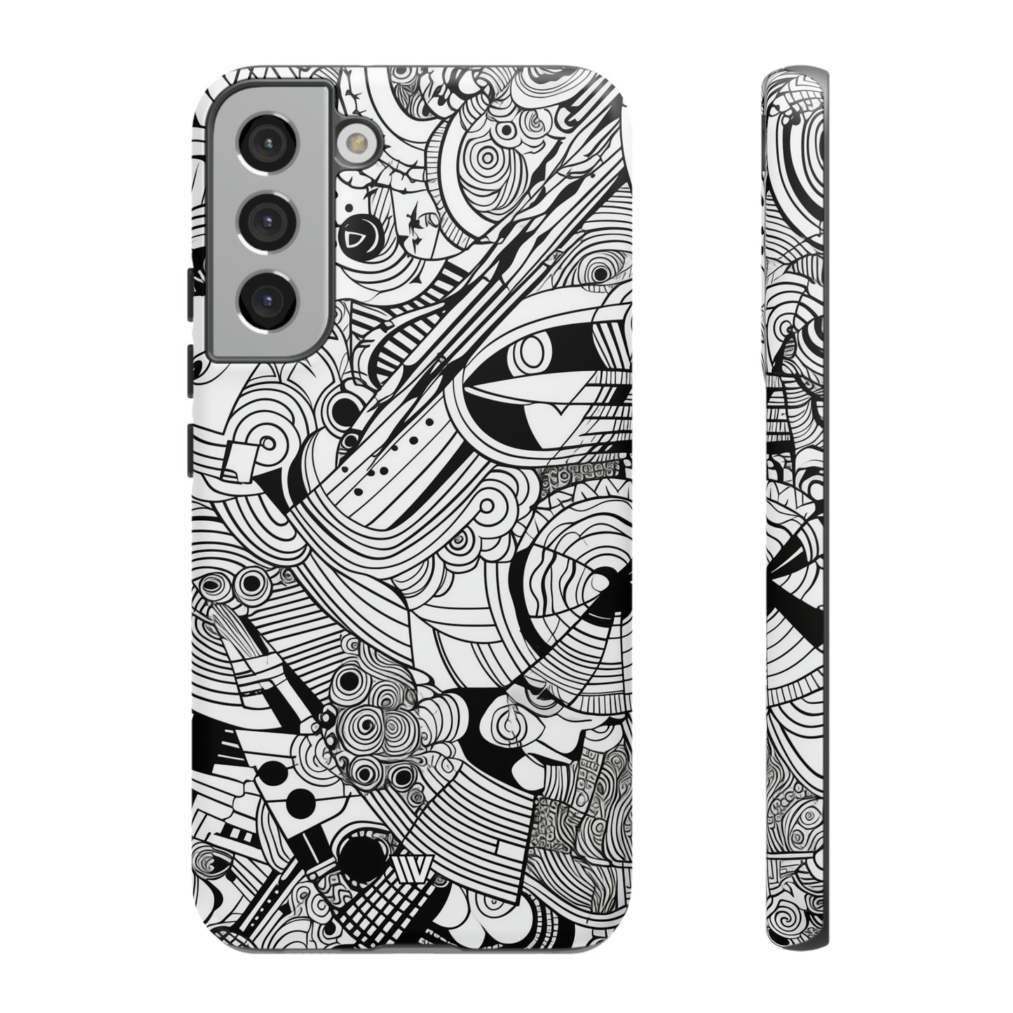 B&W ABSTRACT DOODLE | Tough Phone Case - Trovvve