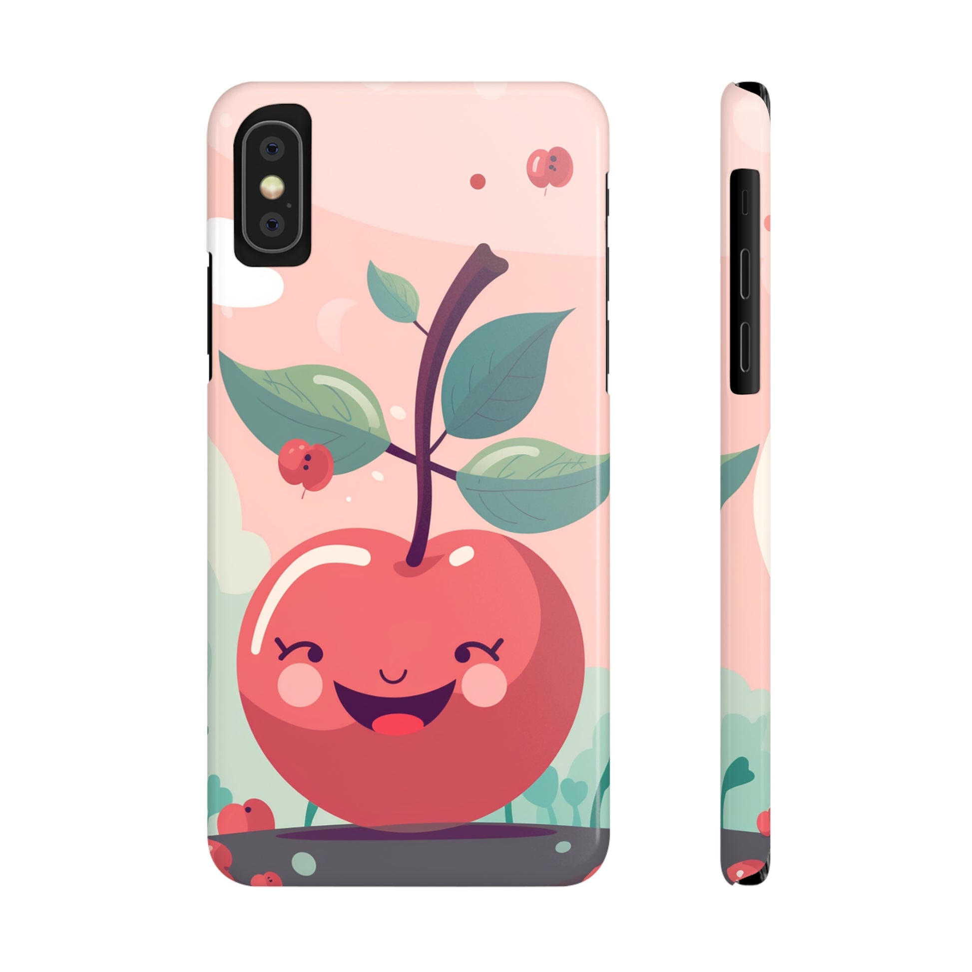 CHERRY FRUIT FACE | Slim iPhone Case - Trovvve