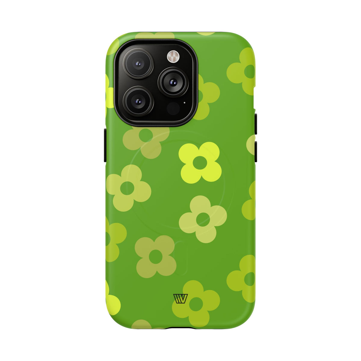 Green Retro Flowers MagSafe Tough iPhone Case – iPhone 14 Pro, Matte
