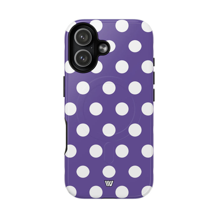 Purple Polka Dots MagSafe Tough iPhone Case – iPhone 17, Glossy