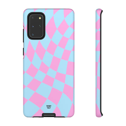 BLUE PINK CURVY CHECKERBOARD | Tough Phone Case - Trovvve