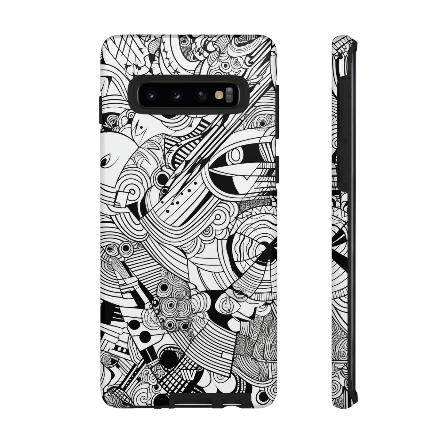 B&W ABSTRACT DOODLE | Tough Phone Case - Trovvve