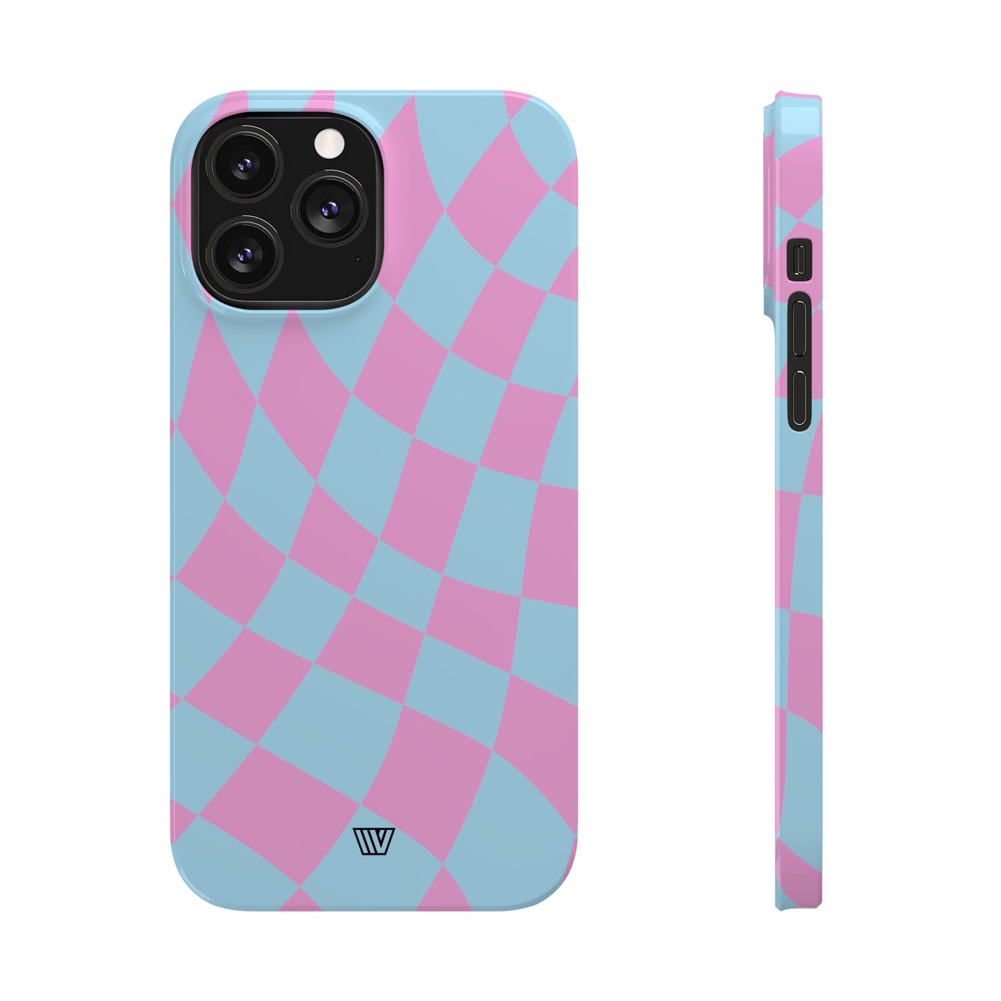 BLUE PINK CURVY CHECKERBOARD | Slim iPhone Case - Trovvve