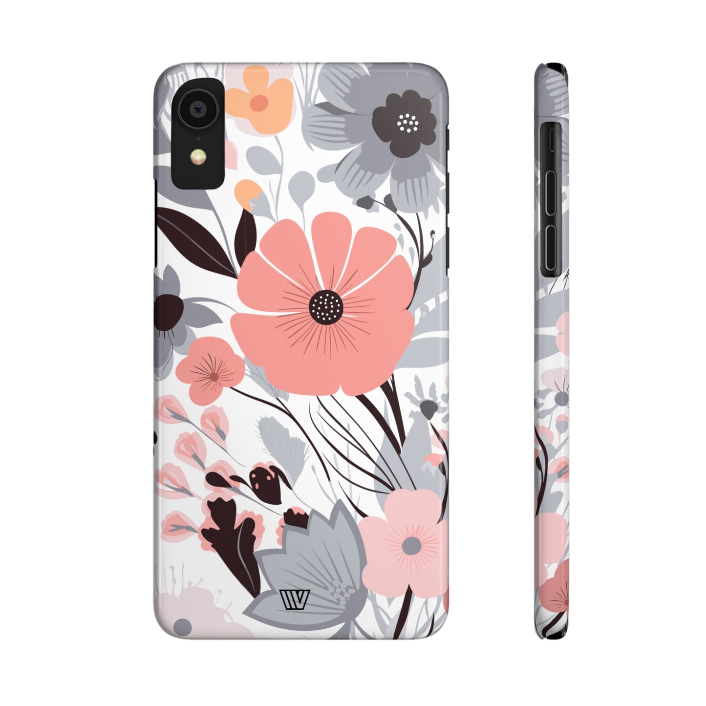 GRAY PASTEL FLOWERS | Slim iPhone Case - Trovvve