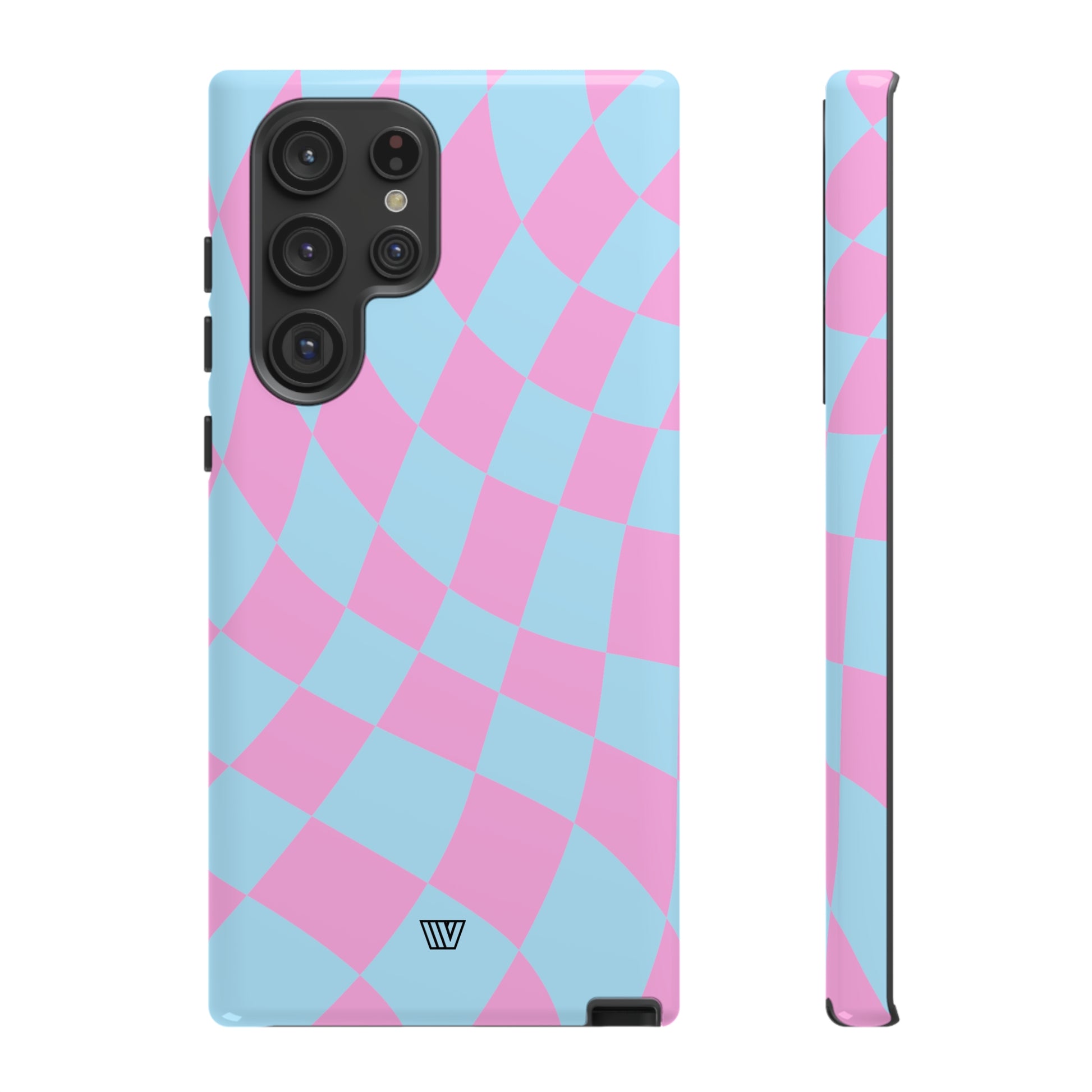 BLUE PINK CURVY CHECKERBOARD | Tough Phone Case - Trovvve