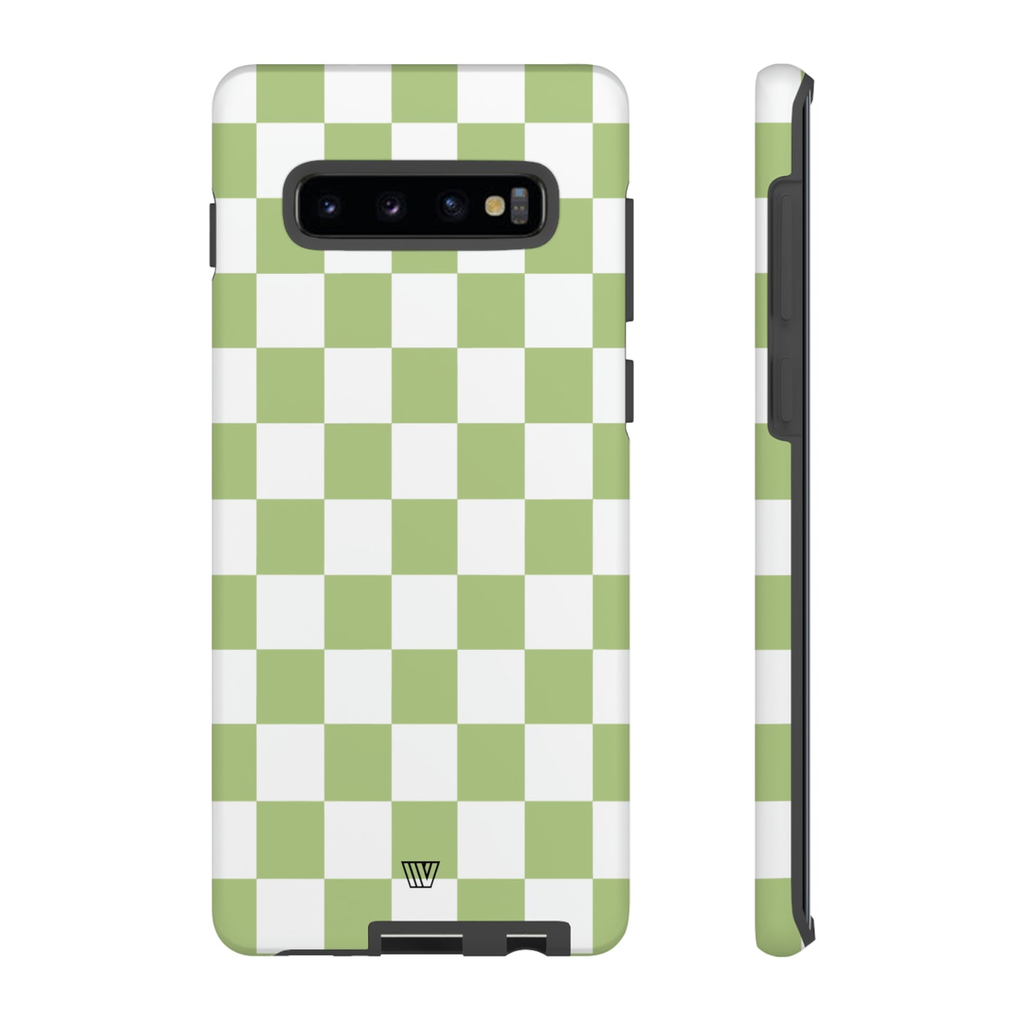 PALE OLIVE WHITE CHECKERBOARD | Tough Phone Case - Trovvve