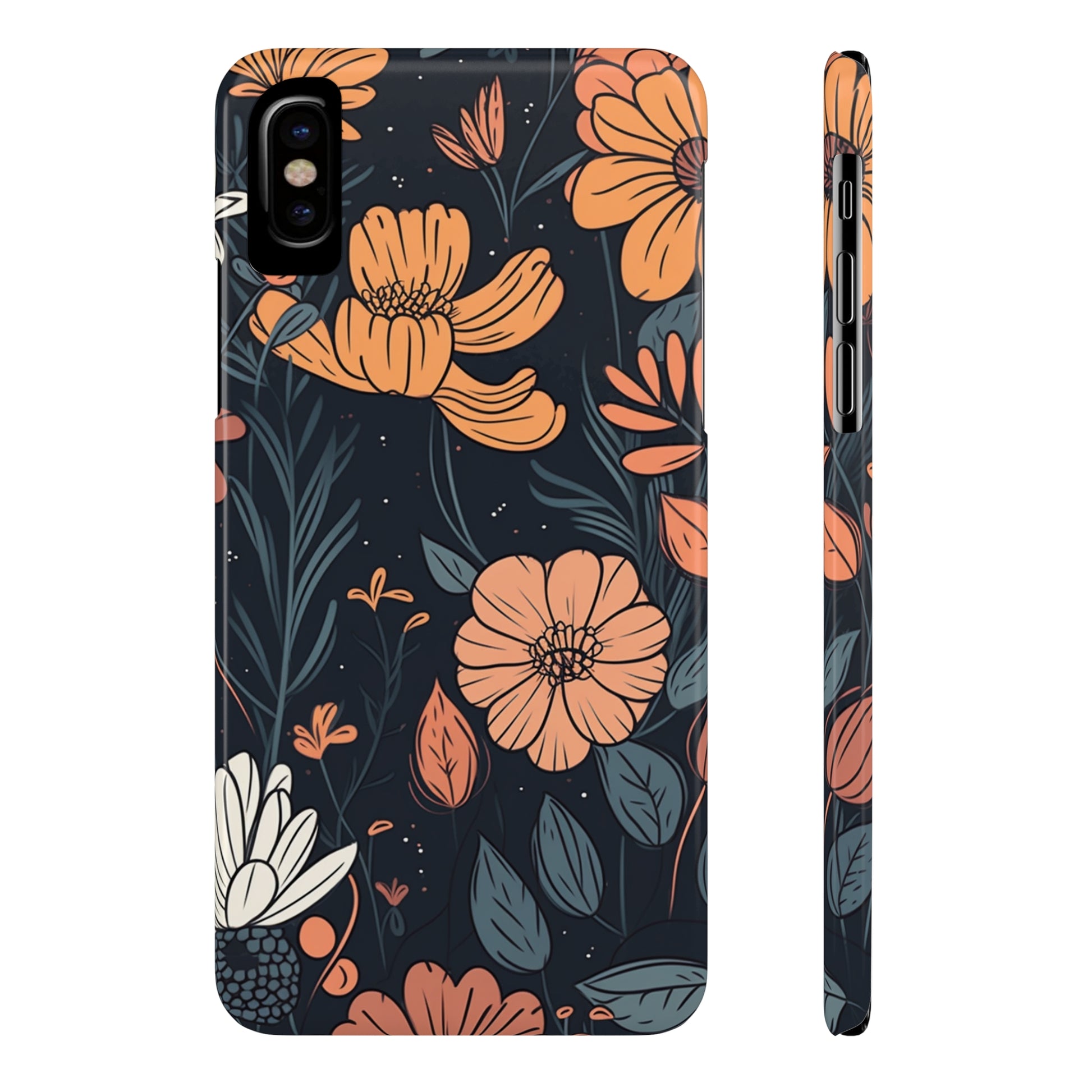 DARK FLOWER PATTERN  | Slim iPhone Case - Trovvve