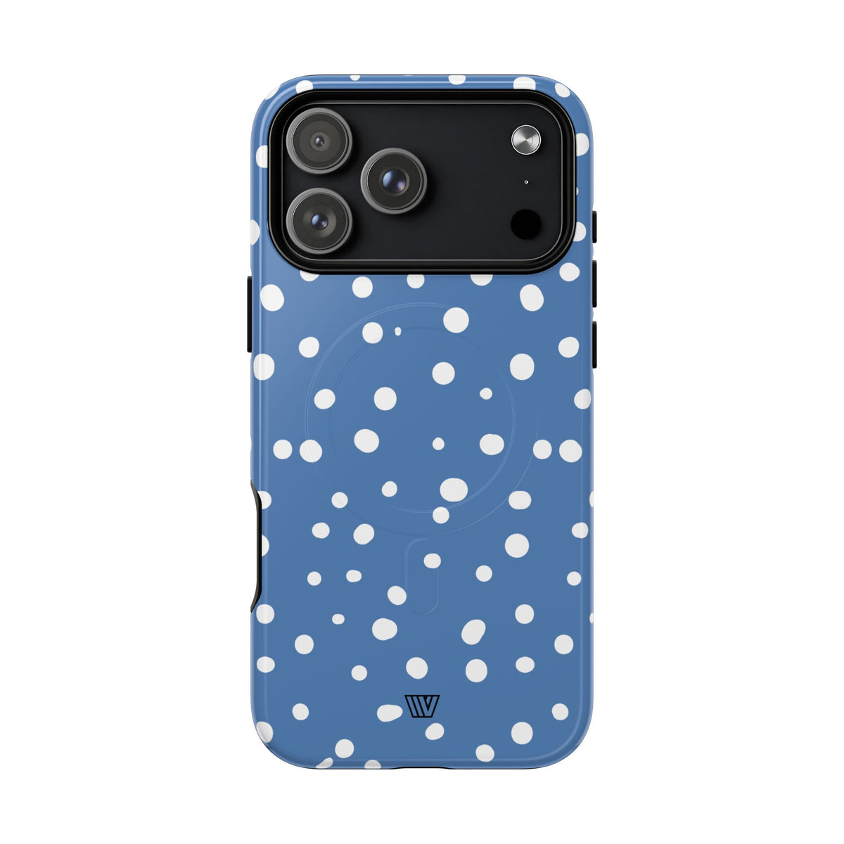 Dusty Blue Dots MagSafe Tough iPhone Case – iPhone 17 Pro Max, Glossy