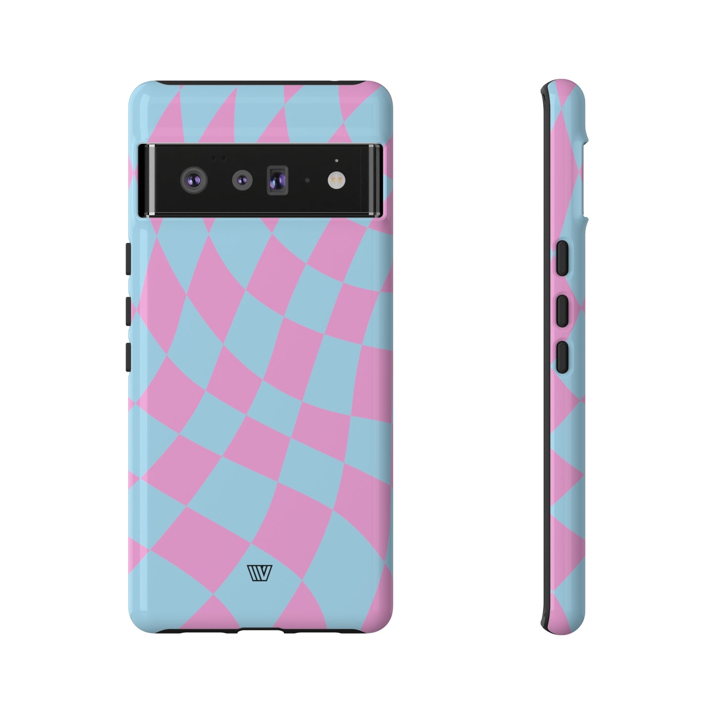 BLUE PINK CURVY CHECKERBOARD | Tough Phone Case - Trovvve