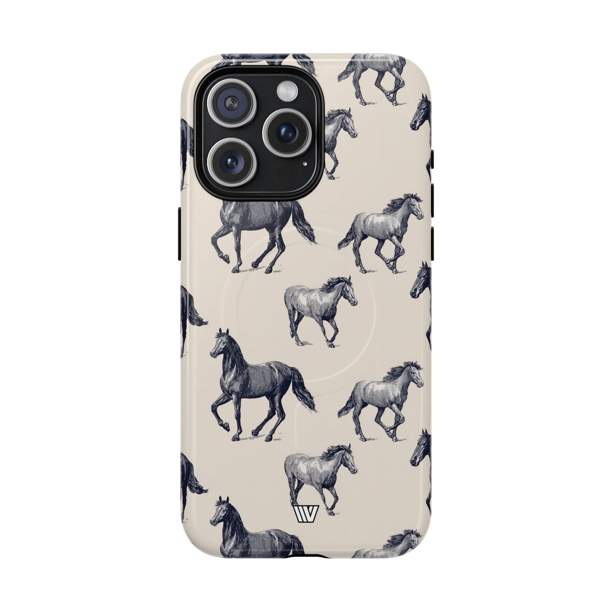Horse Sketches MagSafe Tough iPhone Case – iPhone 15 Pro Max, Glossy