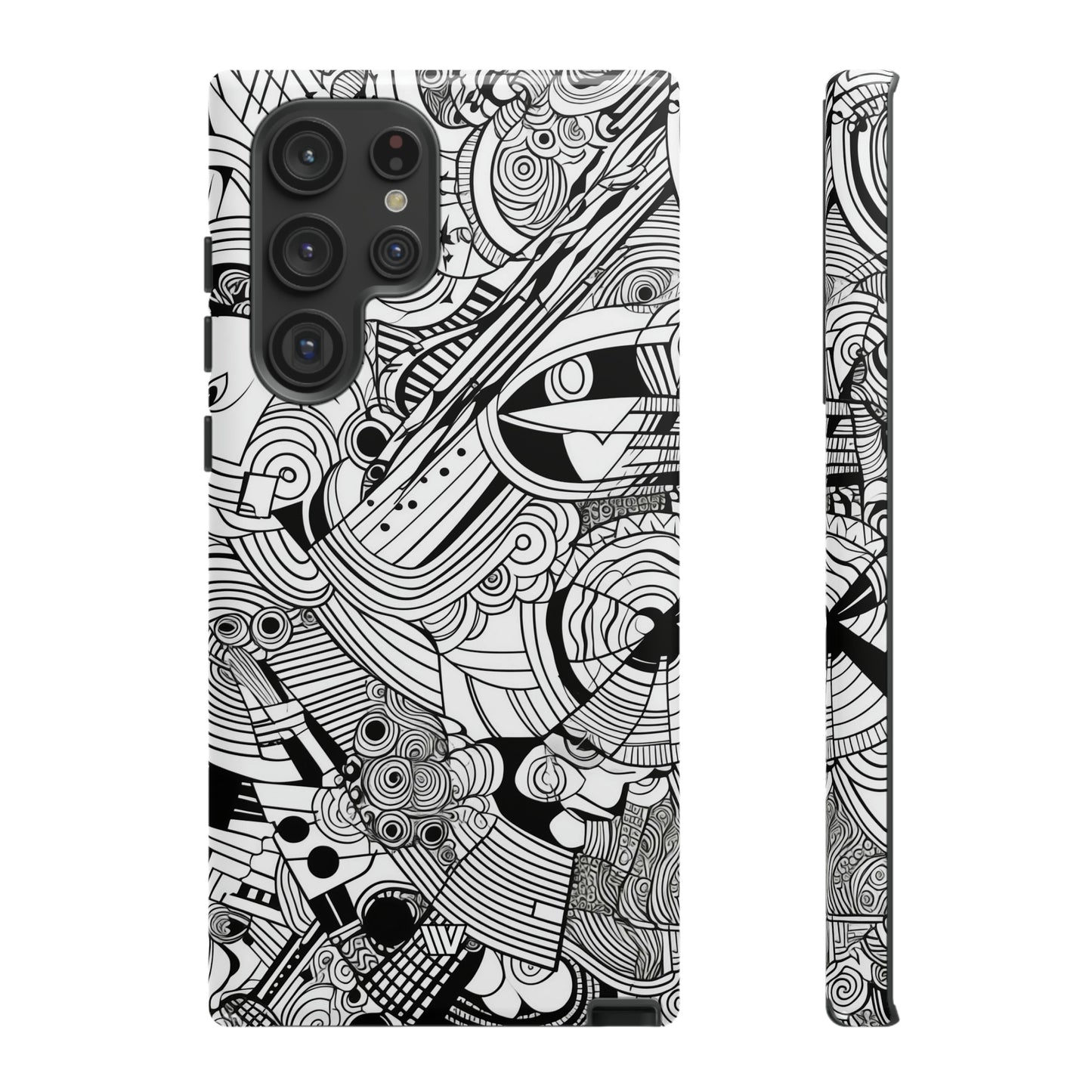 B&W ABSTRACT DOODLE | Tough Phone Case - Trovvve