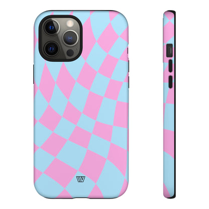 BLUE PINK CURVY CHECKERBOARD | Tough Phone Case - Trovvve