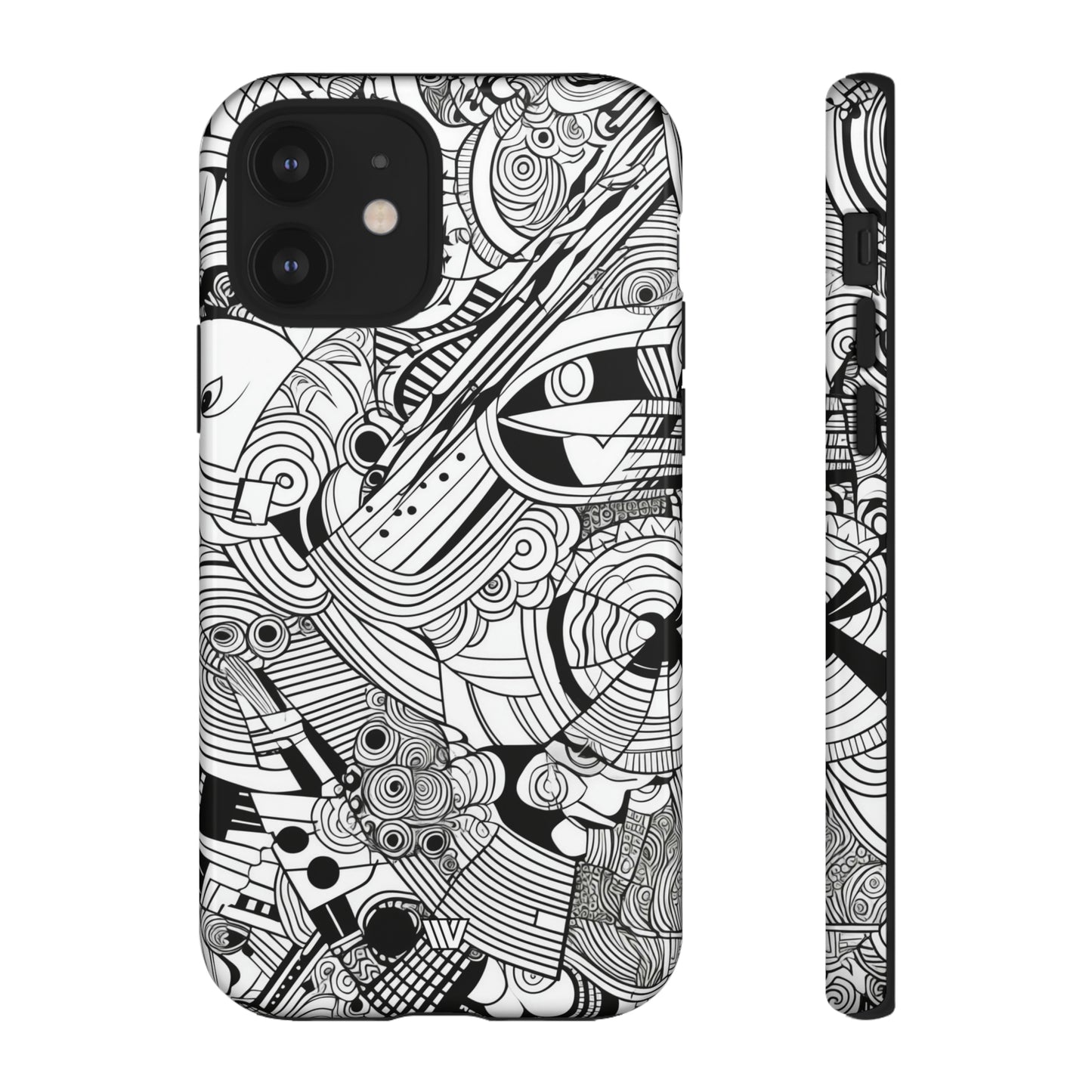 B&W ABSTRACT DOODLE | Tough Phone Case - Trovvve