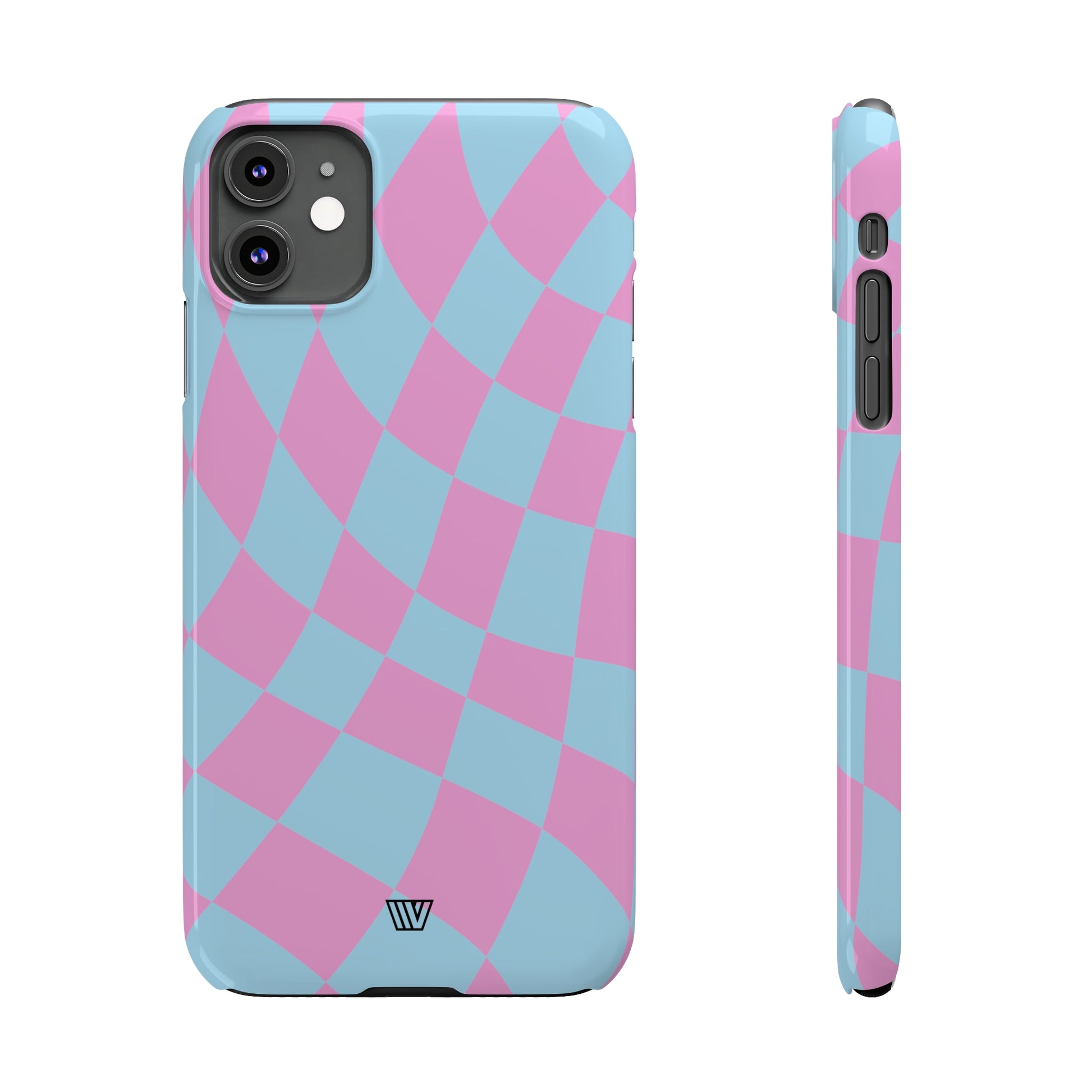 BLUE PINK CURVY CHECKERBOARD | Slim iPhone Case - Trovvve