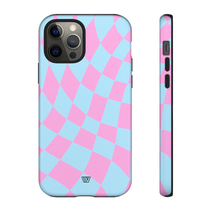 BLUE PINK CURVY CHECKERBOARD | Tough Phone Case - Trovvve