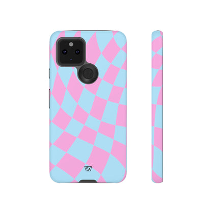 BLUE PINK CURVY CHECKERBOARD | Tough Phone Case - Trovvve