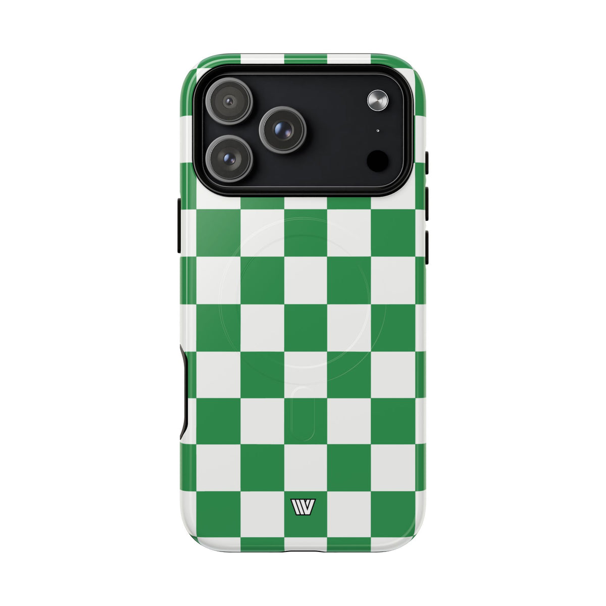 Green White Checkerboard MagSafe Tough iPhone Case – iPhone 17 Pro Max, Glossy