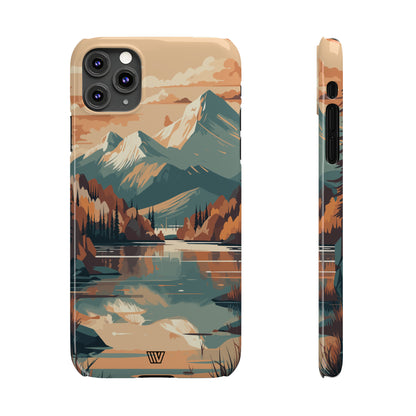 FALL MOUNTAIN RIVER LANDSCAPE | Slim iPhone Case - Trovvve