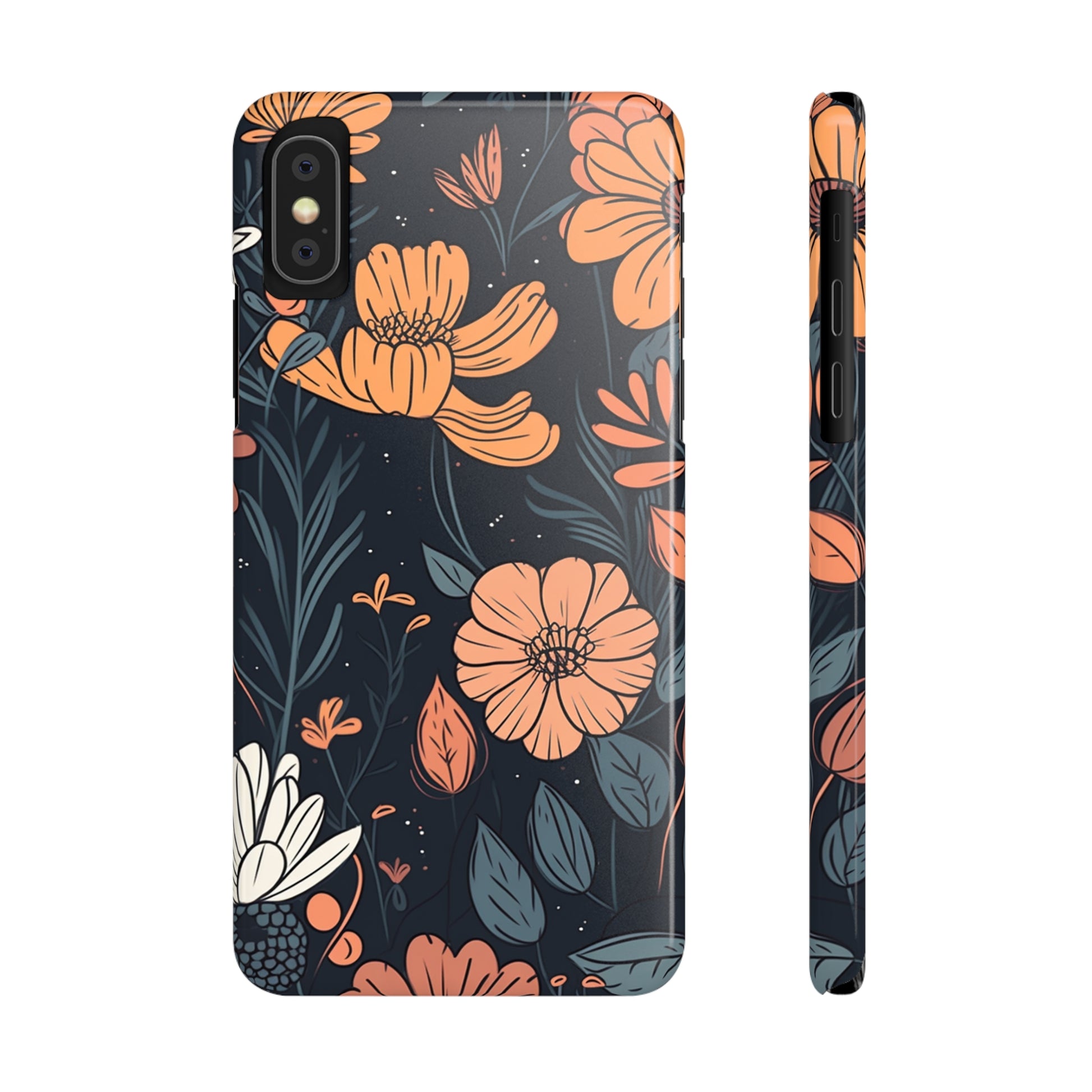 DARK FLOWER PATTERN  | Slim iPhone Case - Trovvve