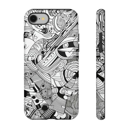 B&W ABSTRACT DOODLE | Tough Phone Case - Trovvve