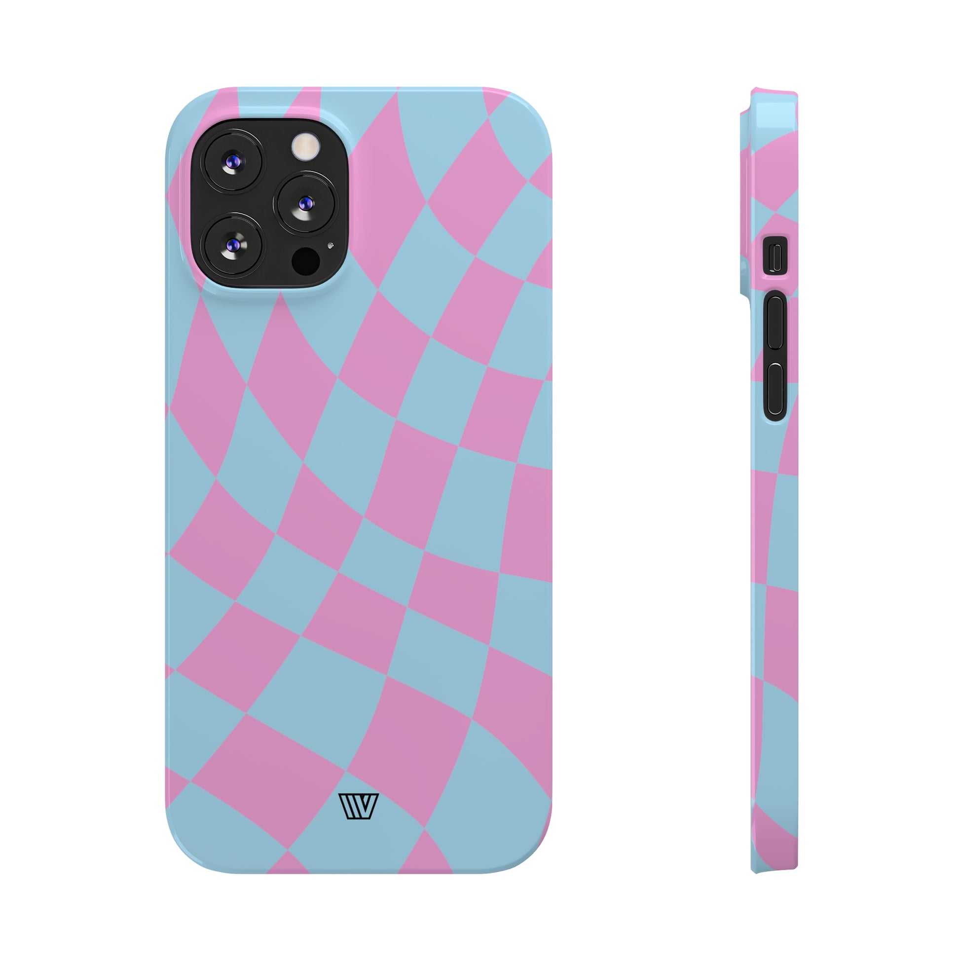 BLUE PINK CURVY CHECKERBOARD | Slim iPhone Case - Trovvve