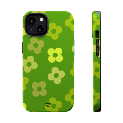 GREEN RETRO FLOWERS | MagSafe Tough iPhone Case