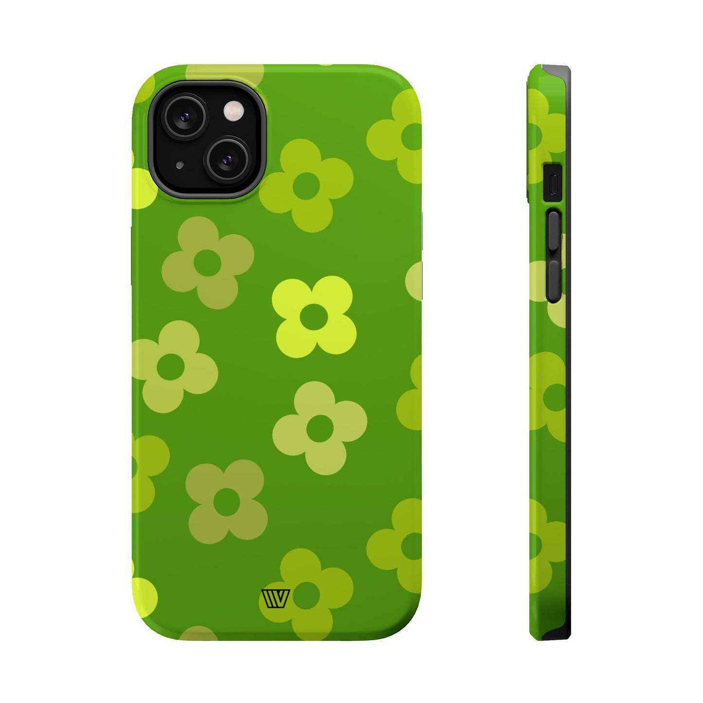 GREEN RETRO FLOWERS | MagSafe Tough iPhone Case