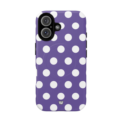 Purple Polka Dots MagSafe Tough iPhone Case – iPhone 16, Matte