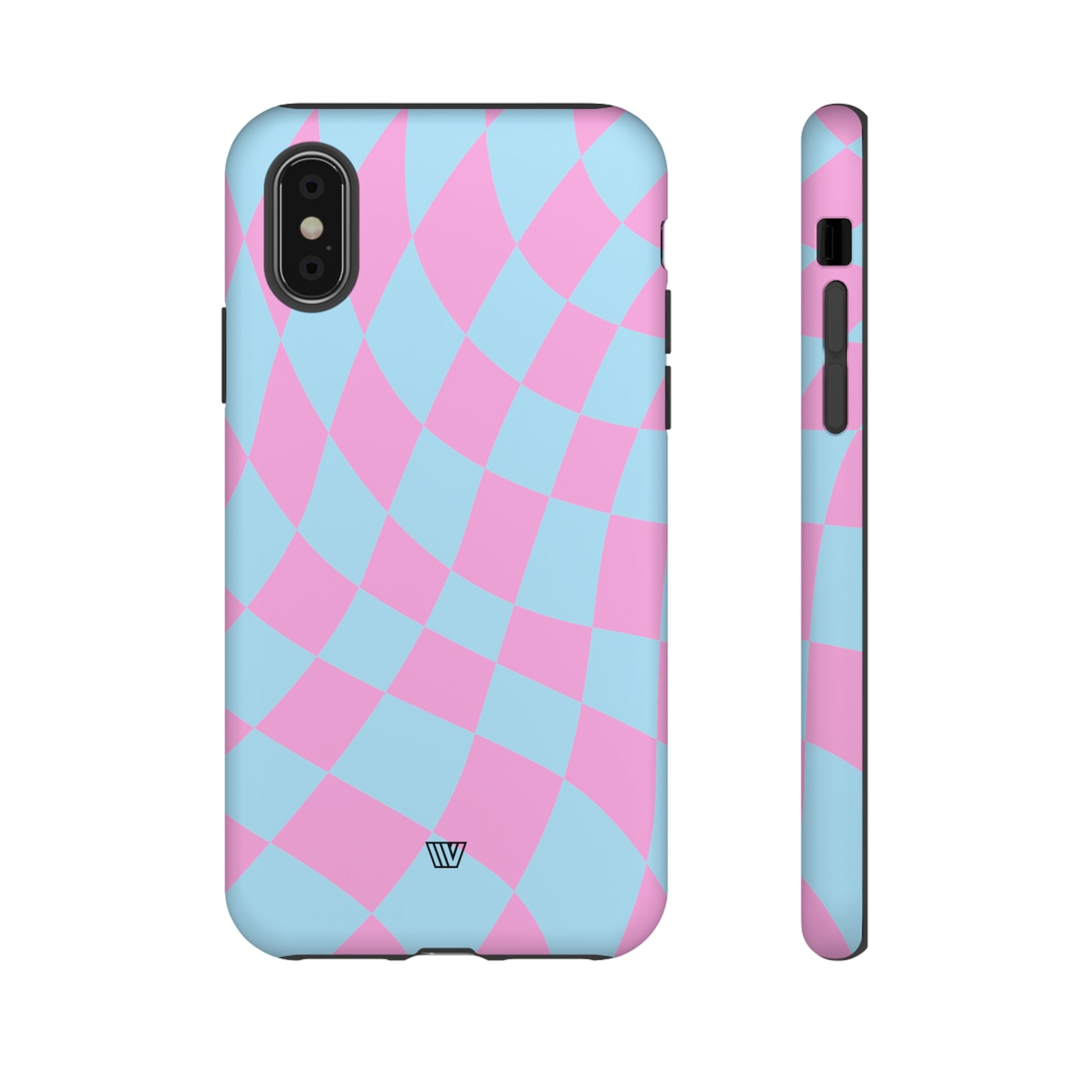 BLUE PINK CURVY CHECKERBOARD | Tough Phone Case - Trovvve