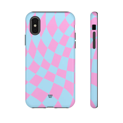 BLUE PINK CURVY CHECKERBOARD | Tough Phone Case - Trovvve