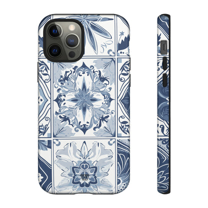 BLUE WHITE TILE | Tough Phone Case - Trovvve